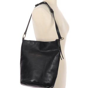 Madewell The Lisbon O ring zip Leather Bucket Bag in thick Black Leather